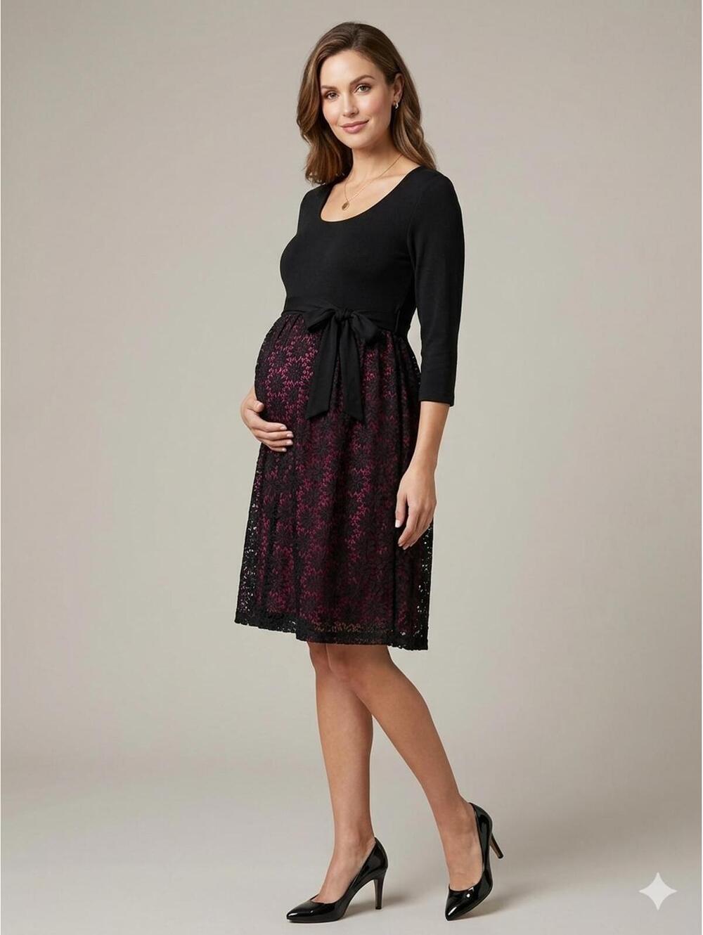 Olian maternity 3/4 Sleeve Lace Knee Length Dress Size M